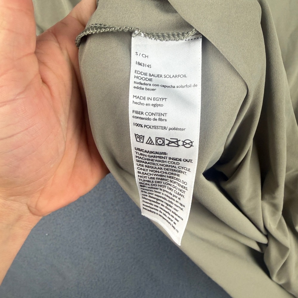 Eddie Bauer Solarfoil Hoodie Men's S Beige Sun Shirt Hiking UPF 50 Quick Dry - Picture 5 of 8